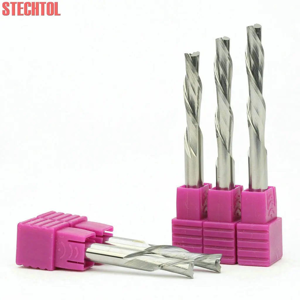 Up Down Cut Router Bit-3.175mm 4mm 6mm 2 Flute Spiral Compression Milling Cutter CNC Solid Carbide Tools Woodworking Endmill Set