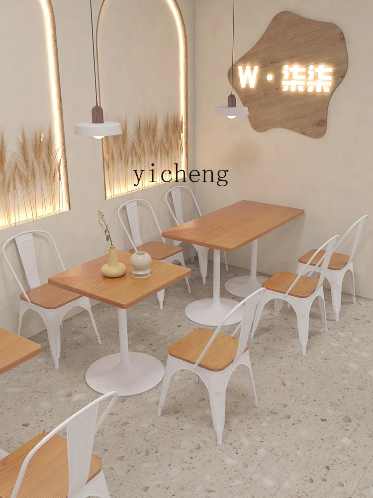 XL Solid Wood Dessert Shop Semicircle Restaurant Table and Chair Combination Milk Tea Baking Shop Eight-Immortal Table