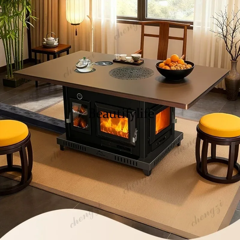 Stove Household indoor smokeless firewood winter roasting stove new type, heater living room heating fireplace
