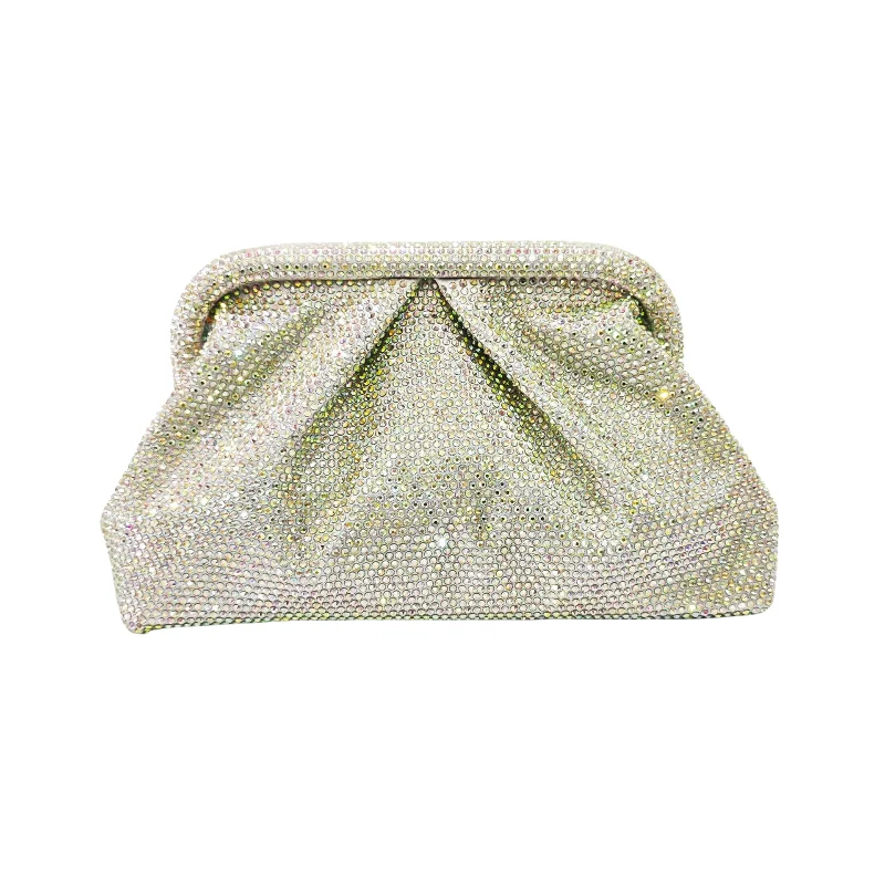 

2025 Shinny Ruched Rhinestone Clucth Bag For Women Luxury Designer Gradient Pattern Cloud Pack Fashion Parties Purse Dinner Bags
