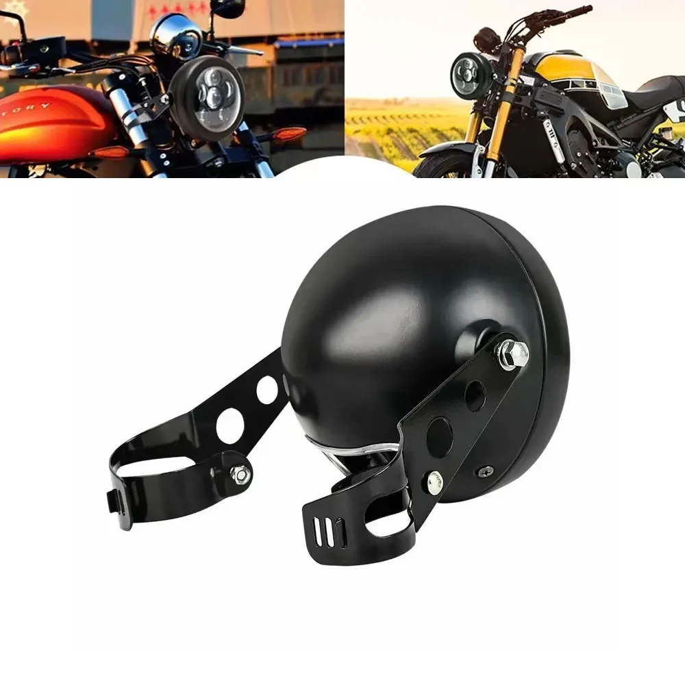 5.75 inch Black/Slive Round Motorcycle 5 3/4