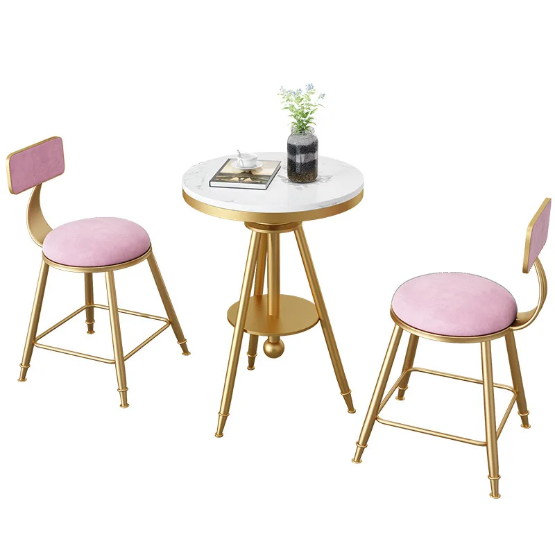 Nordic marble leisure tables and chairs simple modern leisure bar  golden Internet celebrity negotiation