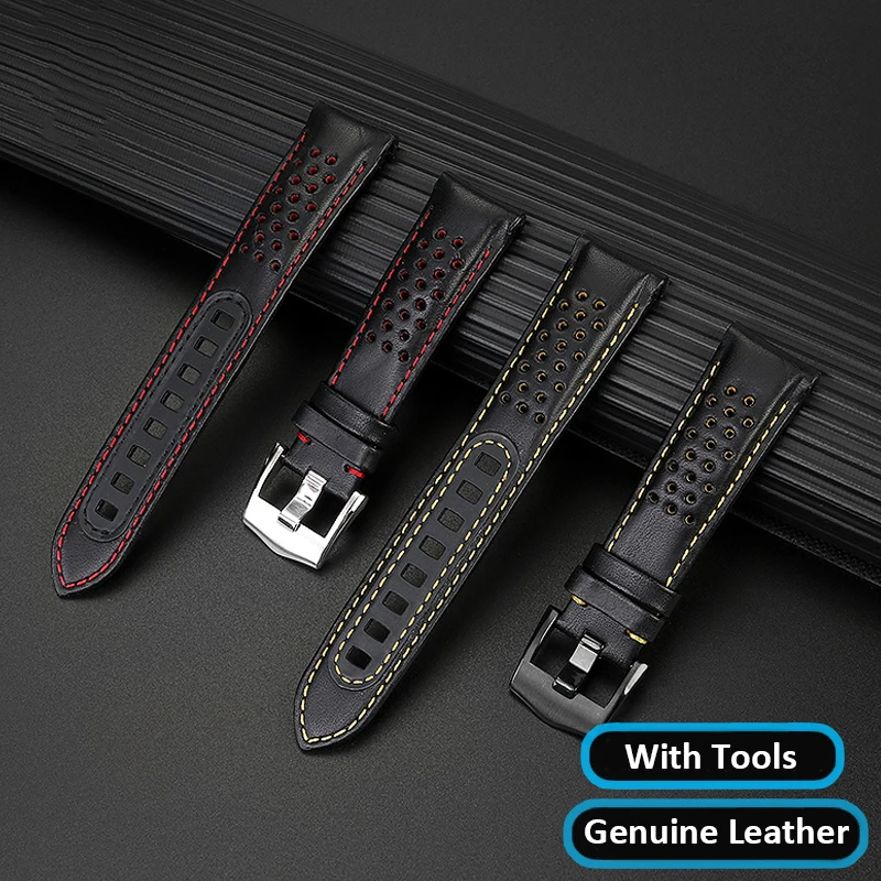 21mm Genuine Leather Watchband fit For Omega Strap Speedmaster Series 311.92.44 Watchband Bracelet  Men Accessories Black