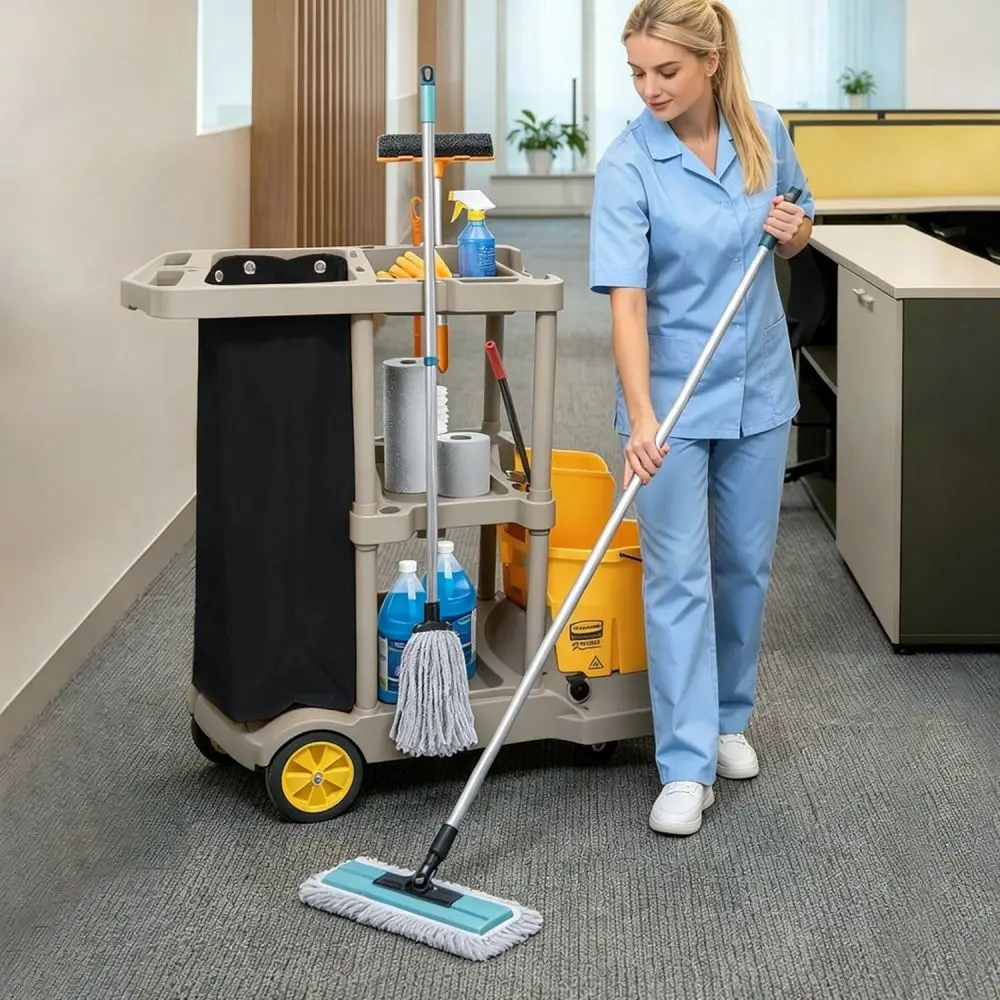 Universal Cleaning Cart Storage Bag Thickened Oxford Fabric Durable Waste Container For Commercial Janitor Trolley Accessories