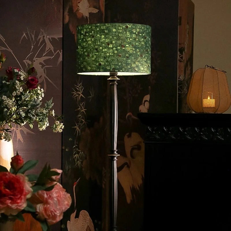 

Floor lamp French medieval ambient light retro green premium study home living room bedroom