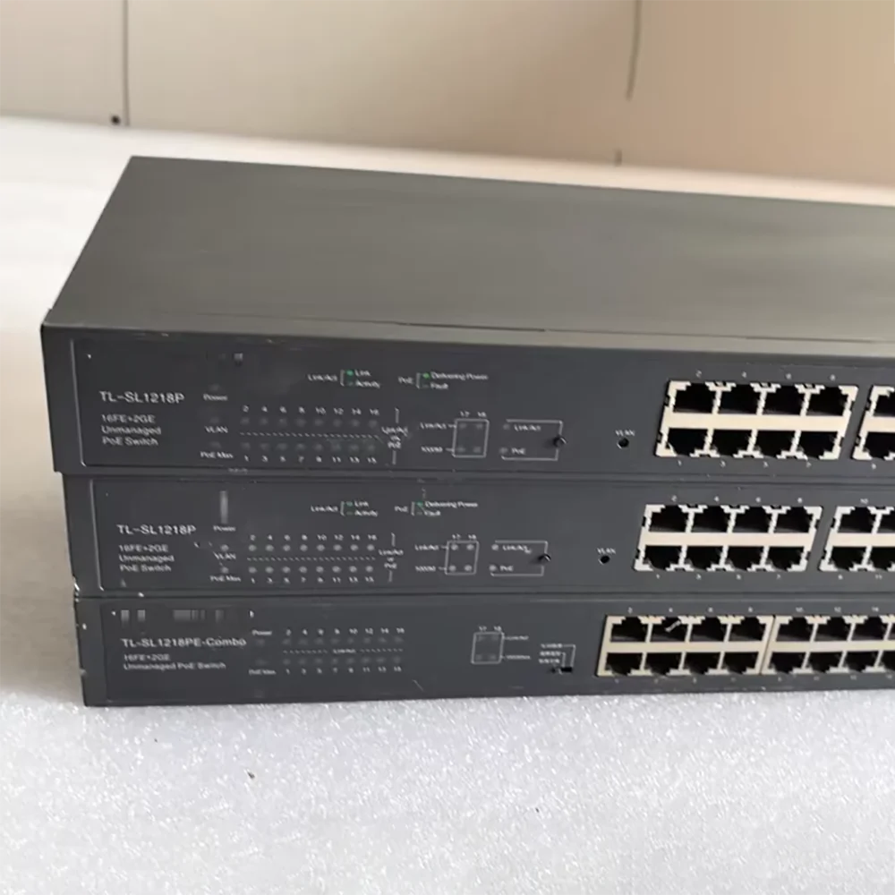 1Pcs 16 Port 100Mbps POE Switch With 2 Gigabit Ports TL-SL1218P High Quality - Fast Shipping