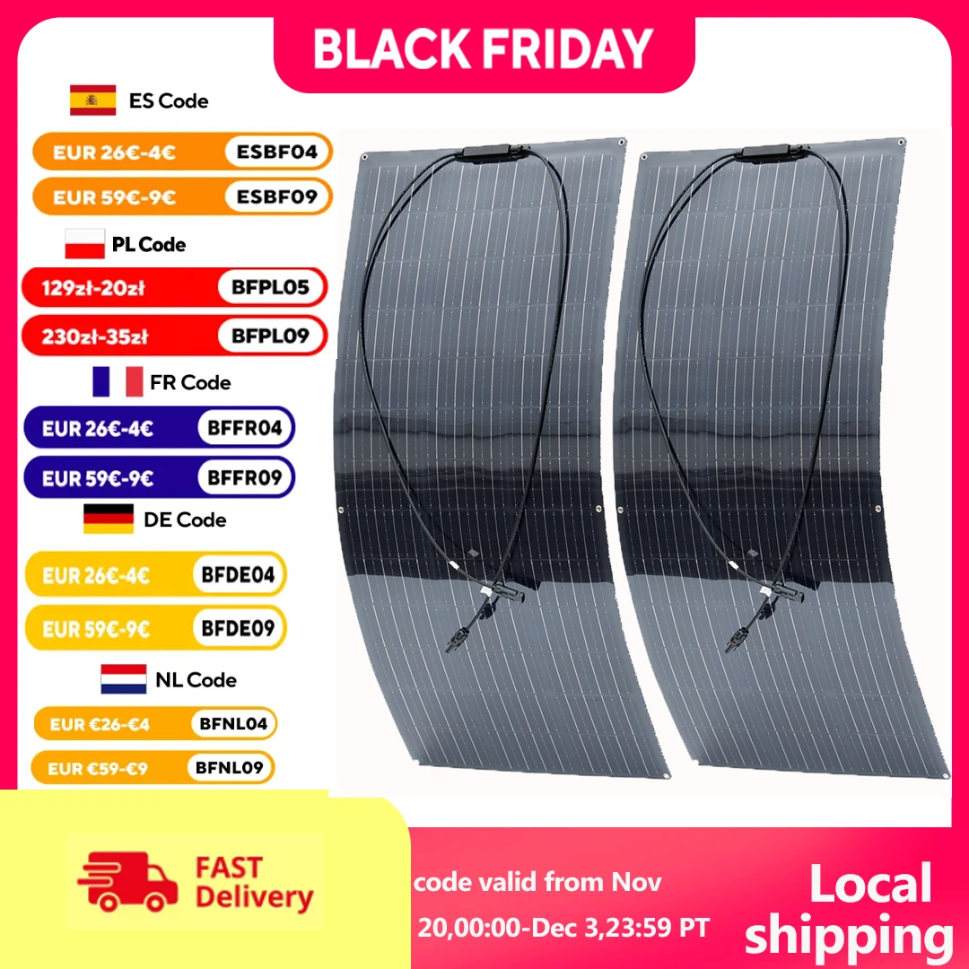 

Полугибкая солнечная панель BOGUANG Solar Panel для балкона, фотоэлектрическая, 1500 Вт, 600 Вт, 450 Вт, 300 Вт, 150 Вт, 12 В | IP67 | Ячейки класса А | ПЭТ солнечная батарея |ETFE Solar Panels