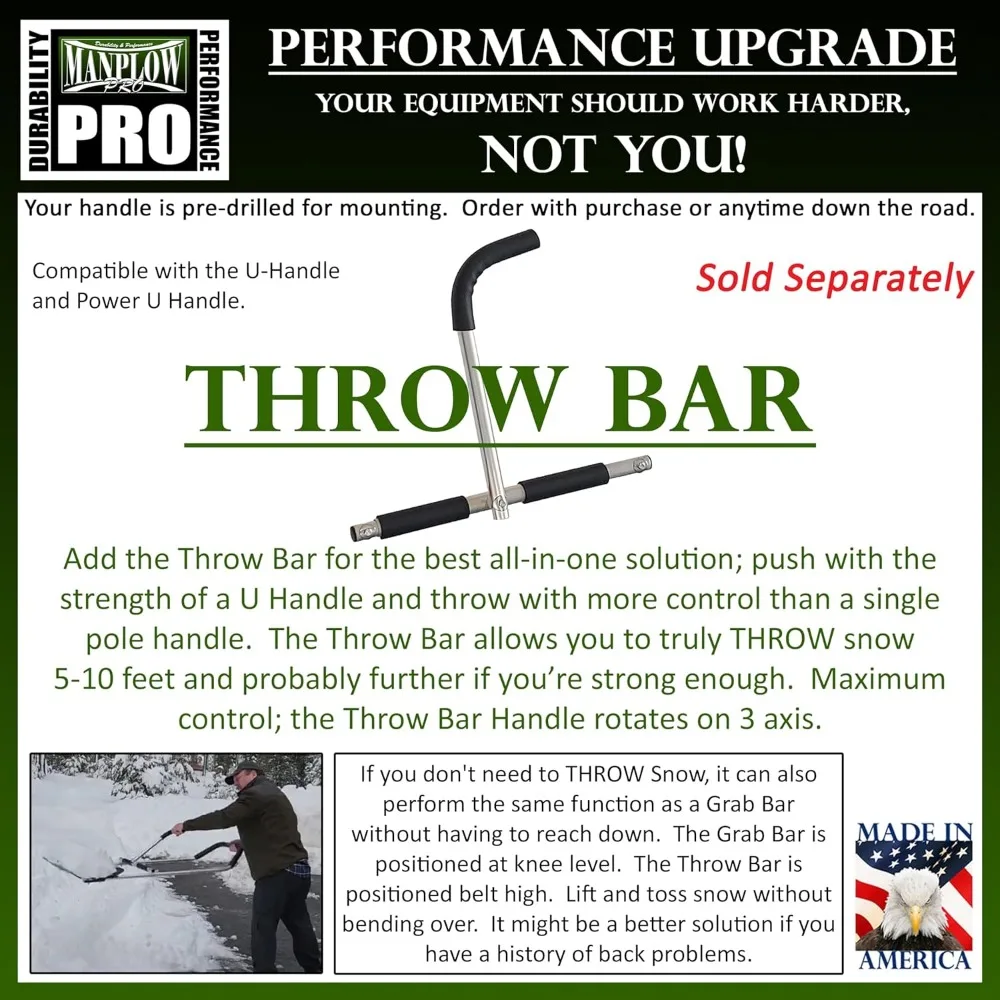 مقبض طاقة مقاس 24 بوصة، أداة دفع ثلج مطورة لإزالة الثلوج الاحترافية