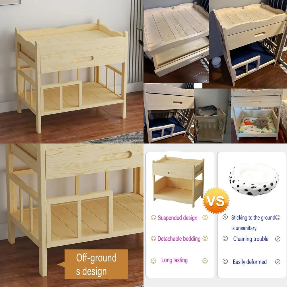 

Приподнятая кровать для собак и кошек с высоким ограждением, всесезонное использование, 31,4x21,6x33,4 дюйма