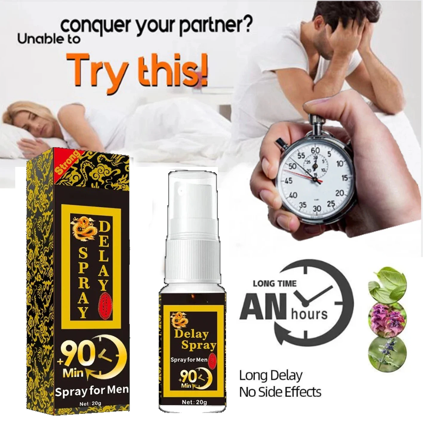 Delay Spray for Men Penis Enlargement Pills 60 Minutes Ejaculation Prolong Male Enhancer Enhancement Cream Adult Tools