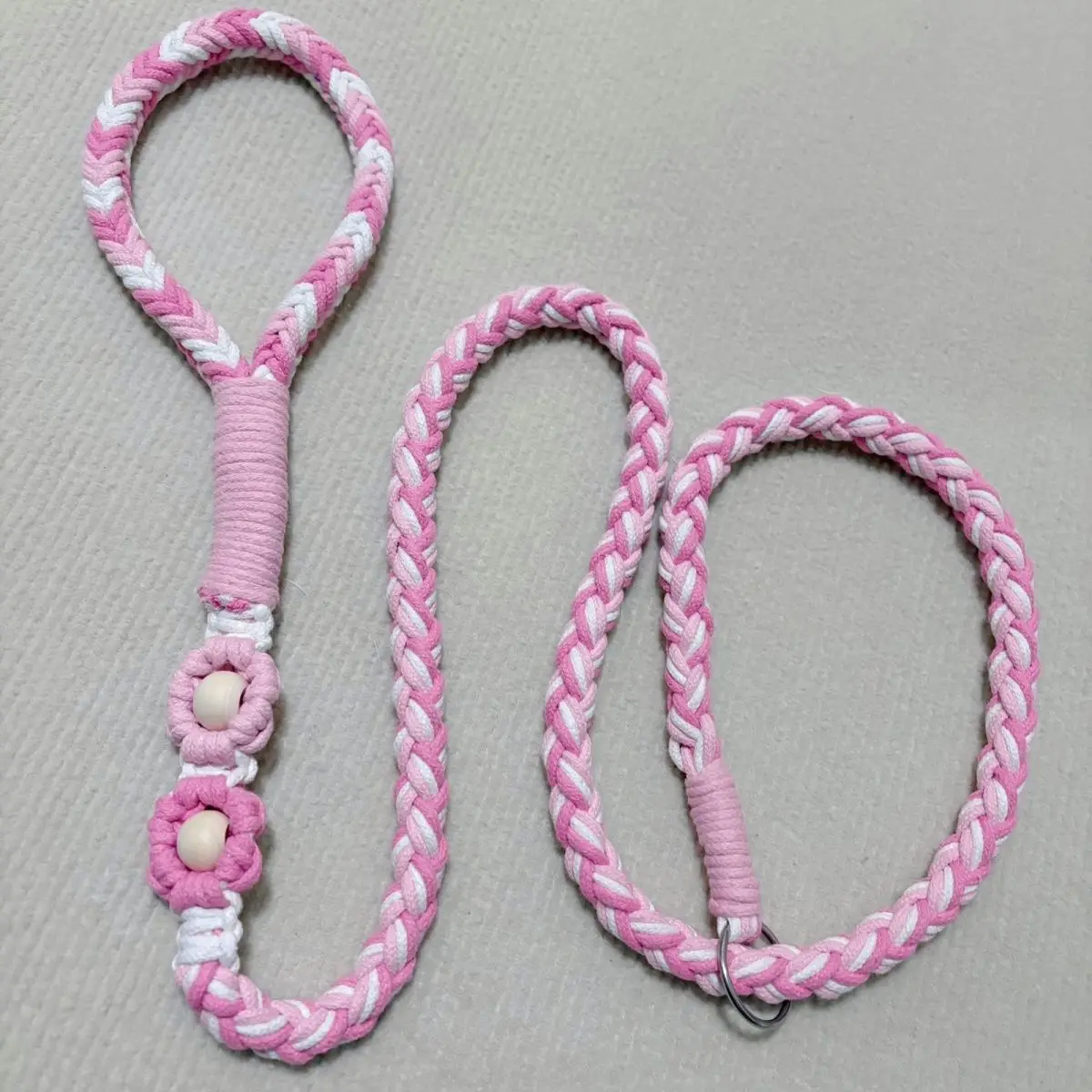 編組コットン犬用リード – 手織りロープ、安全な合金バックルと快適なハンドル、小型犬、中型犬、大型犬用、トレーニング用リード