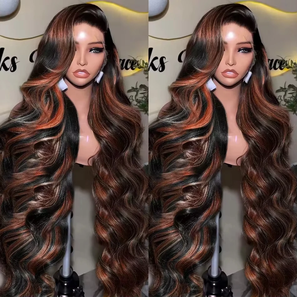 

Mossily Highlight Body Wave 13x6 Lace Front Wig Human Hair 1B/30 Black Brown 13x4 Brazilian Lace Frontal Wigs For Women