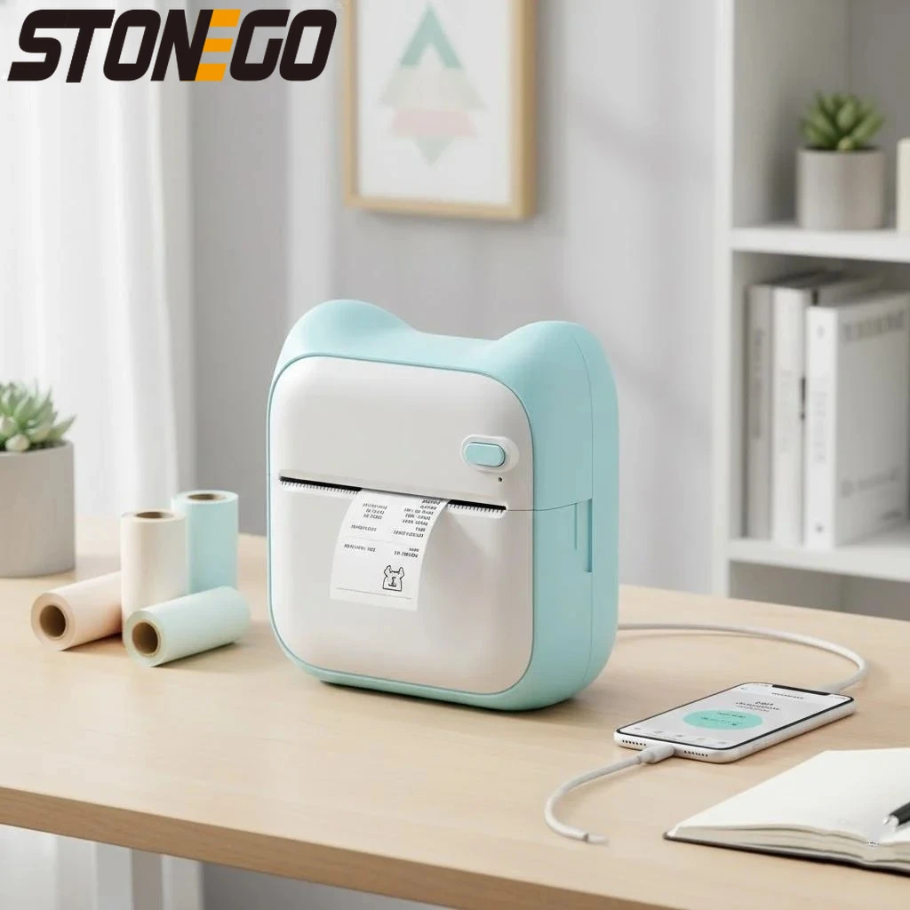 

Portable 200dpi Mini Thermal Printer Student Use Rechargeable 1200mAh High Resolution Label Text Photo Printer