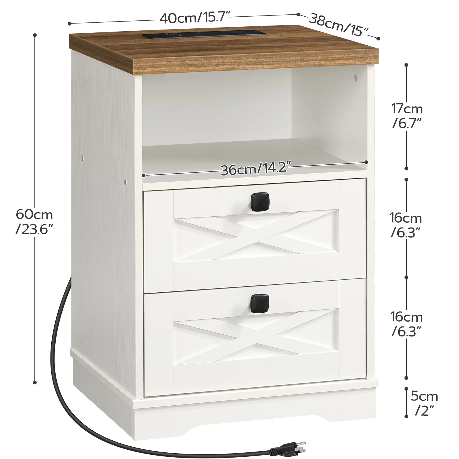 Wholesale Smart Nightstand, Modern Bedside Table With Wireless Charging Station, Bed Side Table With LED Light Power Outlet USB