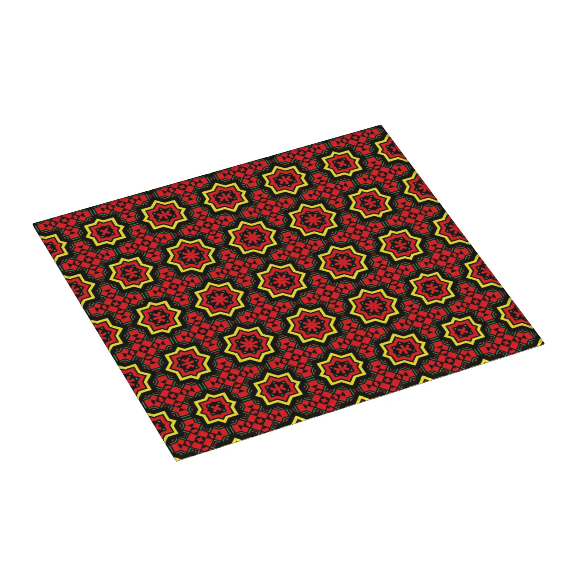 Drying Mat For Kitchen African Tribal Geometric Art  Red Star Ankara Pattern Barware Tableware Washable Kitchen Sink Drying Pad