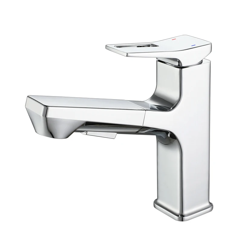 Pull-out Bathroom Basin Sink Faucet Hot and Cold Mixing Faucet Splashproof Basin Faucet Bath Spray Head Plumbing Faucet.