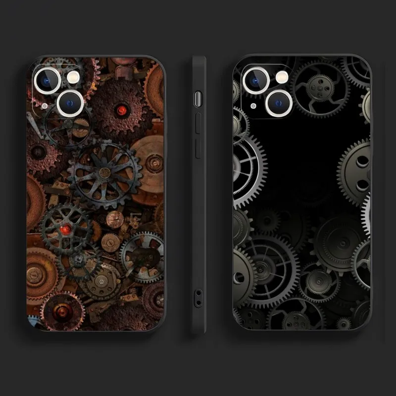 Steampunk Gear Mechanical Phone Case For Iphone 14 13 15 Pro Max 12 11 Xr X Xs Mini 6 7 8 Plus Se 2022 2020 Shockproof Cover