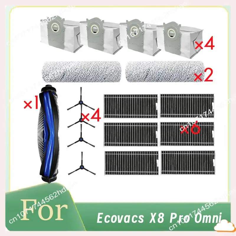

A66I 17 Pcs For Ecovacs X8 Pro Omni Robot Vacuum Main Side Brush Mop Filter Dust Bags Ultra Durable Accessories