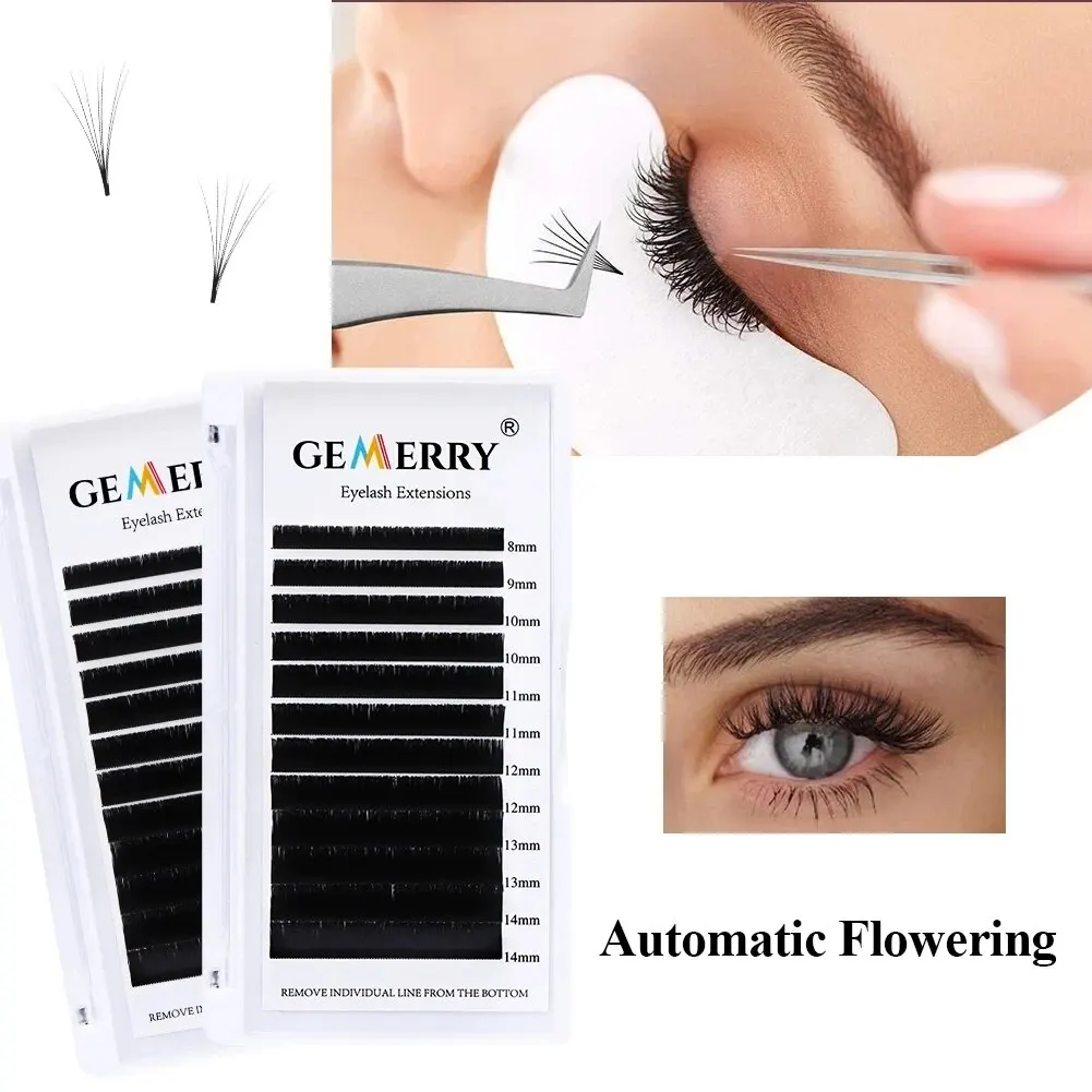 Gemerry Easy Fans Lash False Eyelash Extensions Supplies Faux Mink Eyelashes Easy Fanning Cils Auto Blooming Natural Russian