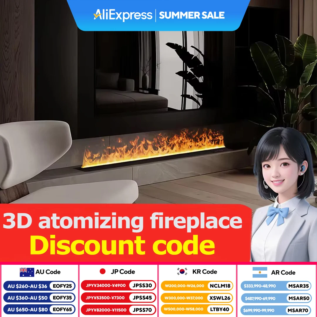 

Smart water vapor fireplace, 3D flame effect, Tuya APP control,simulated burning wood sound, environmentally friendly humidifier