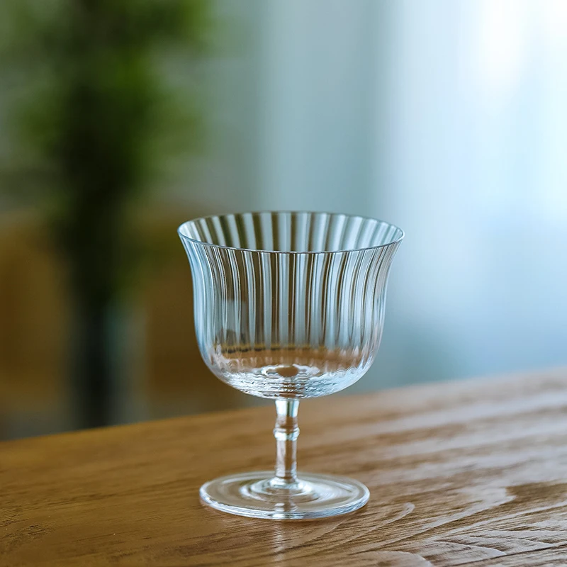 INF05 CRISON Striped cocktail glass/Crystal glass cup/bar glassware/Classical cocktail glass/220ml