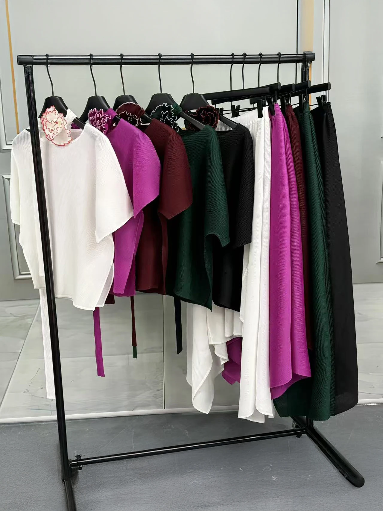 Women Short Sleeve Top Long Skirt Suit Solid Color Loose Fit High Elastic with Belt Casual Set Summer elegant party Daily Outfit