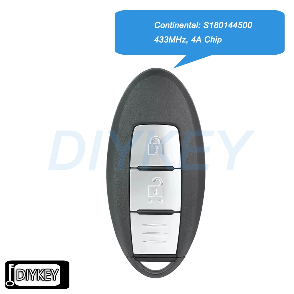 2 Buttons Smart Remote Car Key Fob 433MHz 4A Chip for Nissan Kicks Qashqai X-Trail 2019 2020 P/N: 285E3-5RF0A S180144500 KR5TXN1