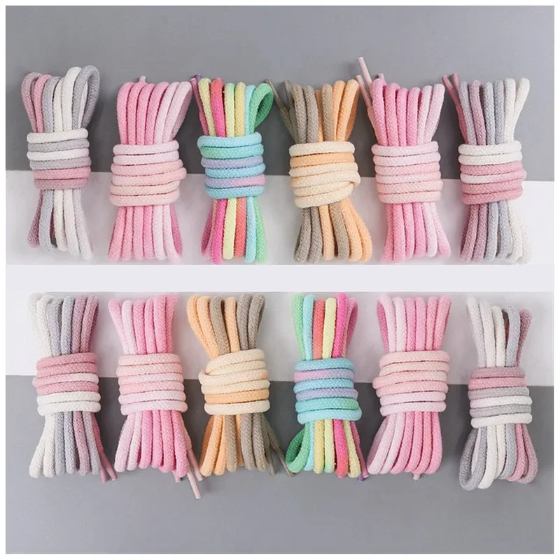 

1Pair Colorful Round Shoelaces Rainbow Cotton Shoelace Running Sneakers Laces 80/100/120/140/160CM Shoe laces Shoes Accessories