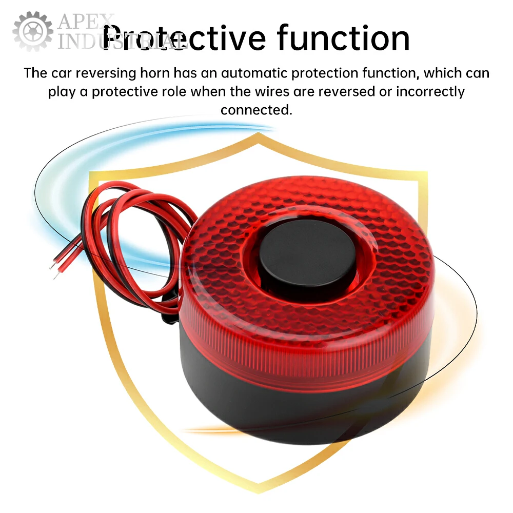 

DC 12V-24V 105dB Beep Reverse Beeper Air Horn Warning Siren 1/6 Sound Signal Backup Alarms Horns With Red LED for Car Boat Truck