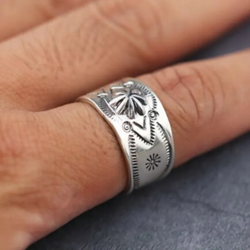 

925 Sterling Silver Flowe Pattern Couple Rings for Women Minimalist Handmade Simple Ring Prevent Allergy Fine Jewelry Gift