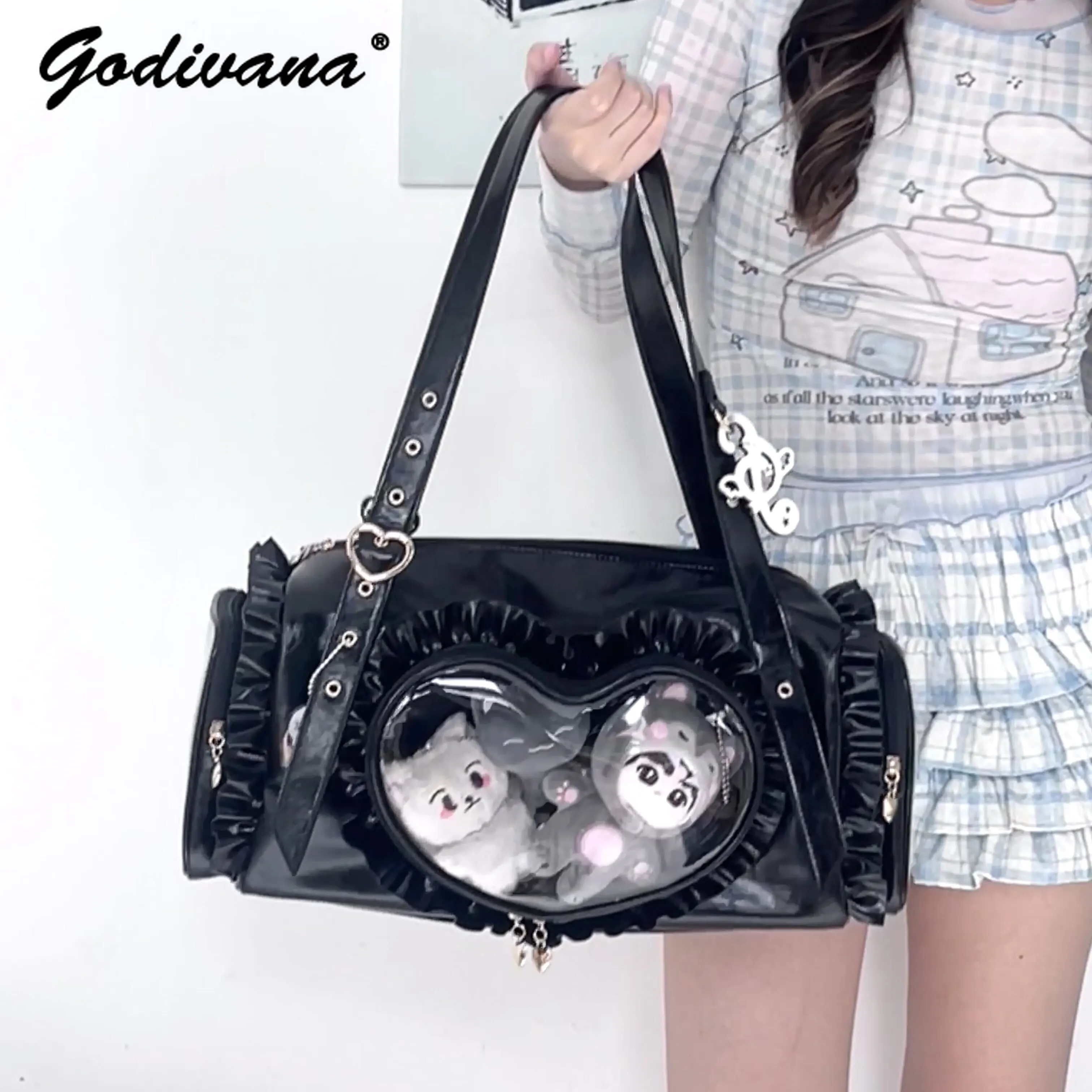 Original Heart Lace Itabag Large Capacity Student Girls Shoulder & Crossbody Baby Doll Bag Women's Tote Handbags
