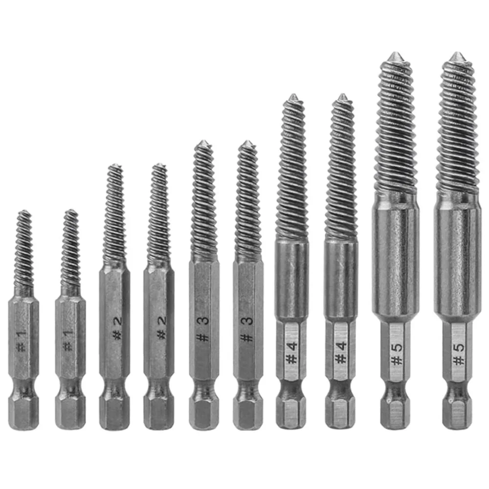 Damaged Screw Extractor Set Removal Tool Drill Bit Easy Take Out Disassemble Reverse Rusted Stripped Broken Remover Hexagonal