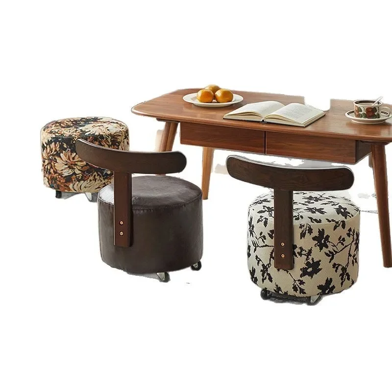 Retro style sofa chair solid wood stool small apartment bench