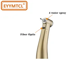 EYY Dental Fiber Optic LED Contra Angle with Light Increasing Low Speed Handpiece 1:1/1:5 Push Button Blue/Red Ring Air Turbine