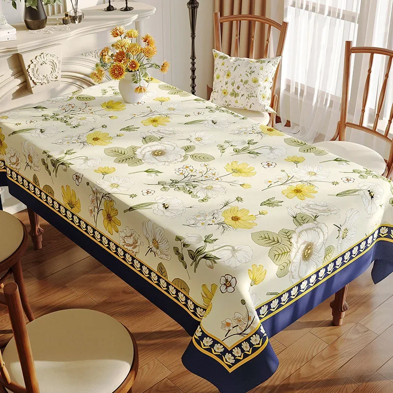 American Rural Floral Printed Tablecloth Pvc Oil-Proof Reusable Dining Table Decoration Soft Holiday Wedding Banquet Table Cover