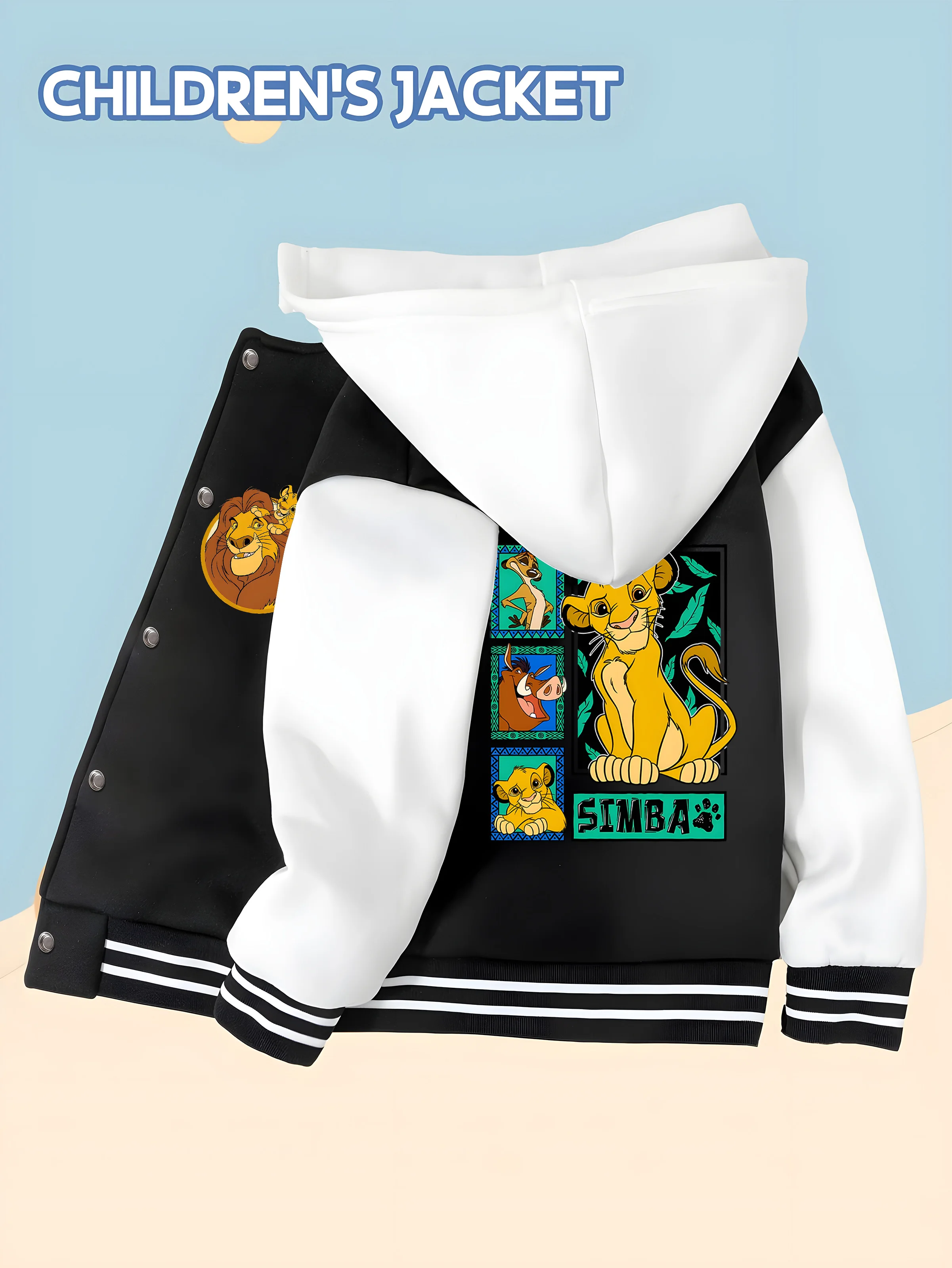 

MINISO Disney collaboration Lion King companion boy's jacket - front father and son print, back character puzzle design, casual