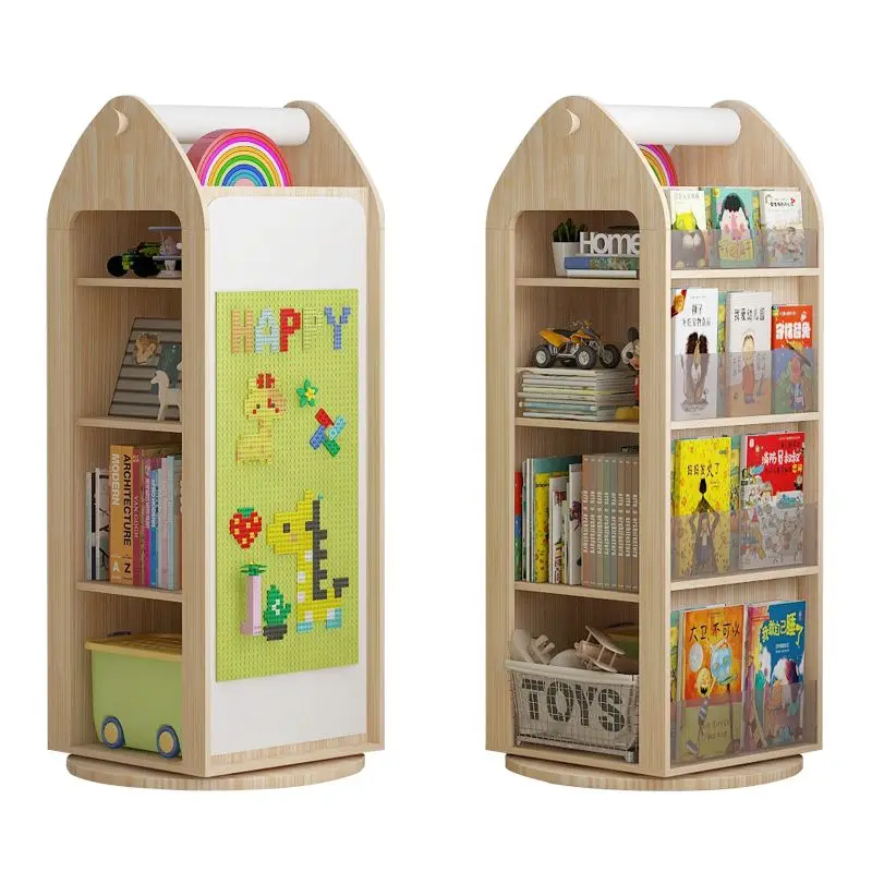 

Rotating bookshelf Floor-to-ceiling all solid wood bookcase Picture book rack Storage rack Multi-layer