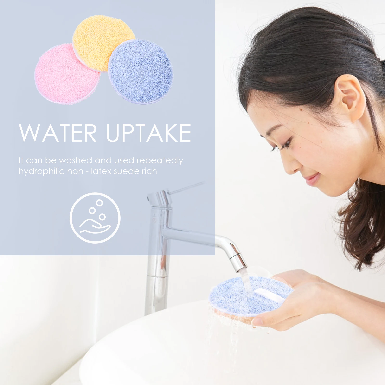 

3pcs Round Face Cleaning Puff Rounded Puff Reusable Cleansing Facial Pad Soft Microfiber Beauty Tool Yellow