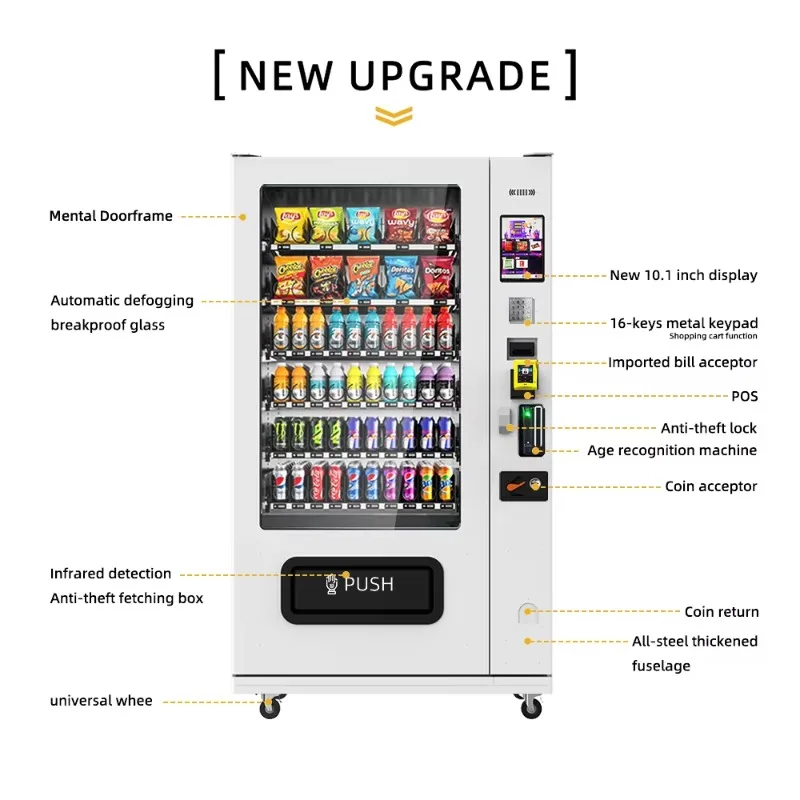 Máquina de Venda Inteligente para Shopping, Escritório, Escola, Equipamento de Venda de Lanches e Bebidas