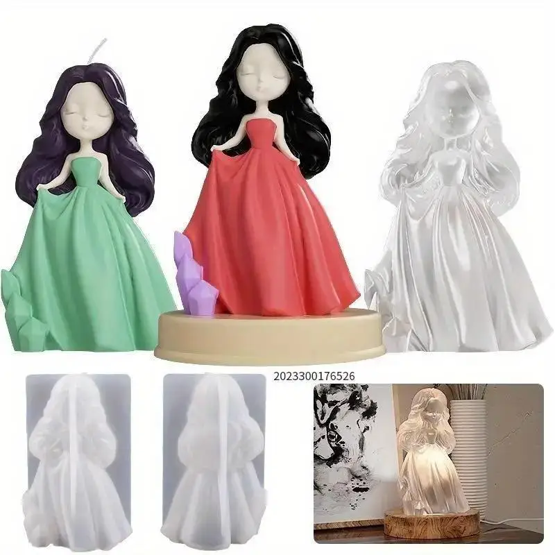 1 Pc 3D Stereoscopic Princess Silicone Mold DIY Epoxy Resin Candle Soap Plaster Figurine Sculpture Mould Handmade Craft Supplies