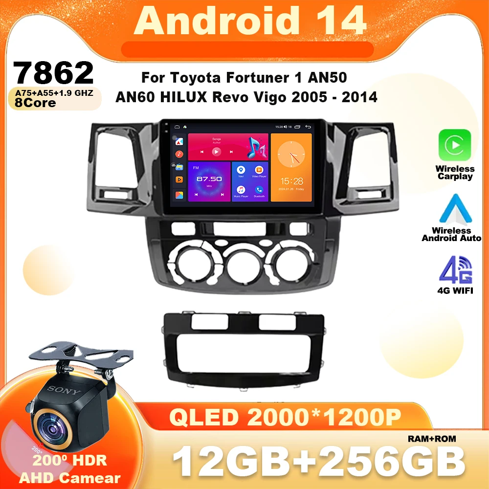 

Android 14 Car Radio For Toyota Fortuner 1 AN50 AN60 HILUX Revo Vigo 2005 - 2014 Multimedia Video Player Navigation GPS Carplay