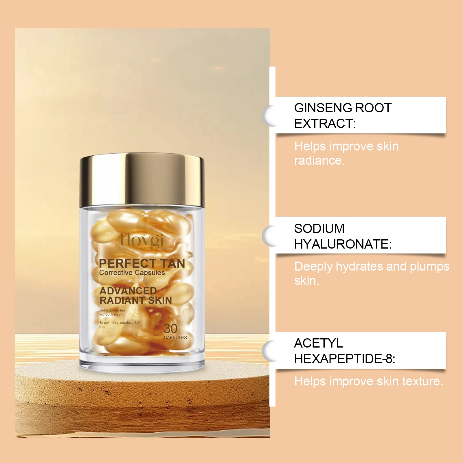 Портативная капсула для загара, акселератор загара, уличная загадочная ванна, УФ-предотвращение солнечных ожогов, даже тон кожи, сыворотка для самозагар без загара, 30 шт.