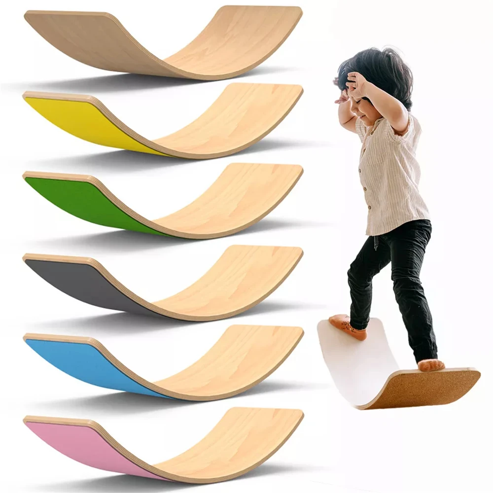 2022 Wooden Baby Balance Board Children Curved Seesaw Yoga Fitness Equipment Baby Indoor Toys Kids Outdoor Sports Gift Play Game