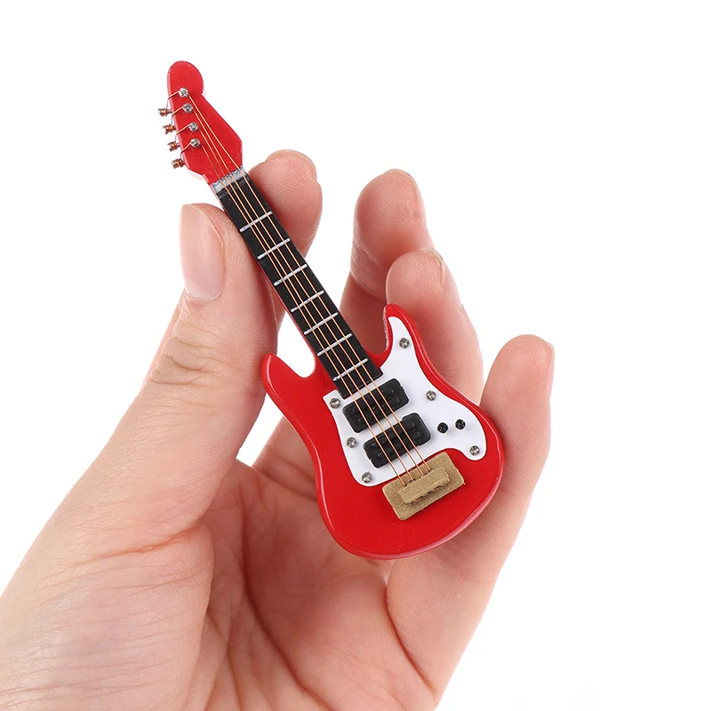 1Pc Hot 1:12 Dollhouse Miniature Music Electric Guitar for Kids Musical Toy House Decor