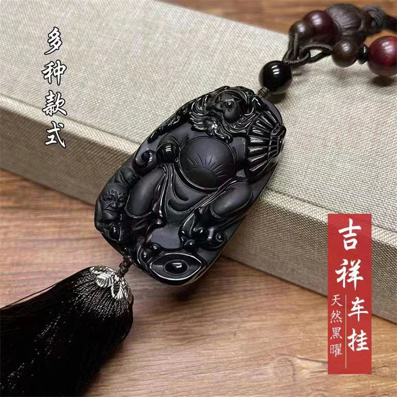 

Obsidian one thought flower blooming Guanyin pendant, auspicious and safe pendant, exquisite men's and women's necklaces