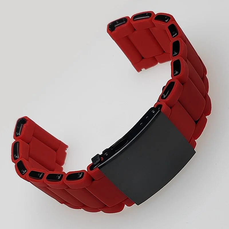 band for CERTINA DS high-quality 24mm 26mm 28mm rubber coated steel black red watch strap