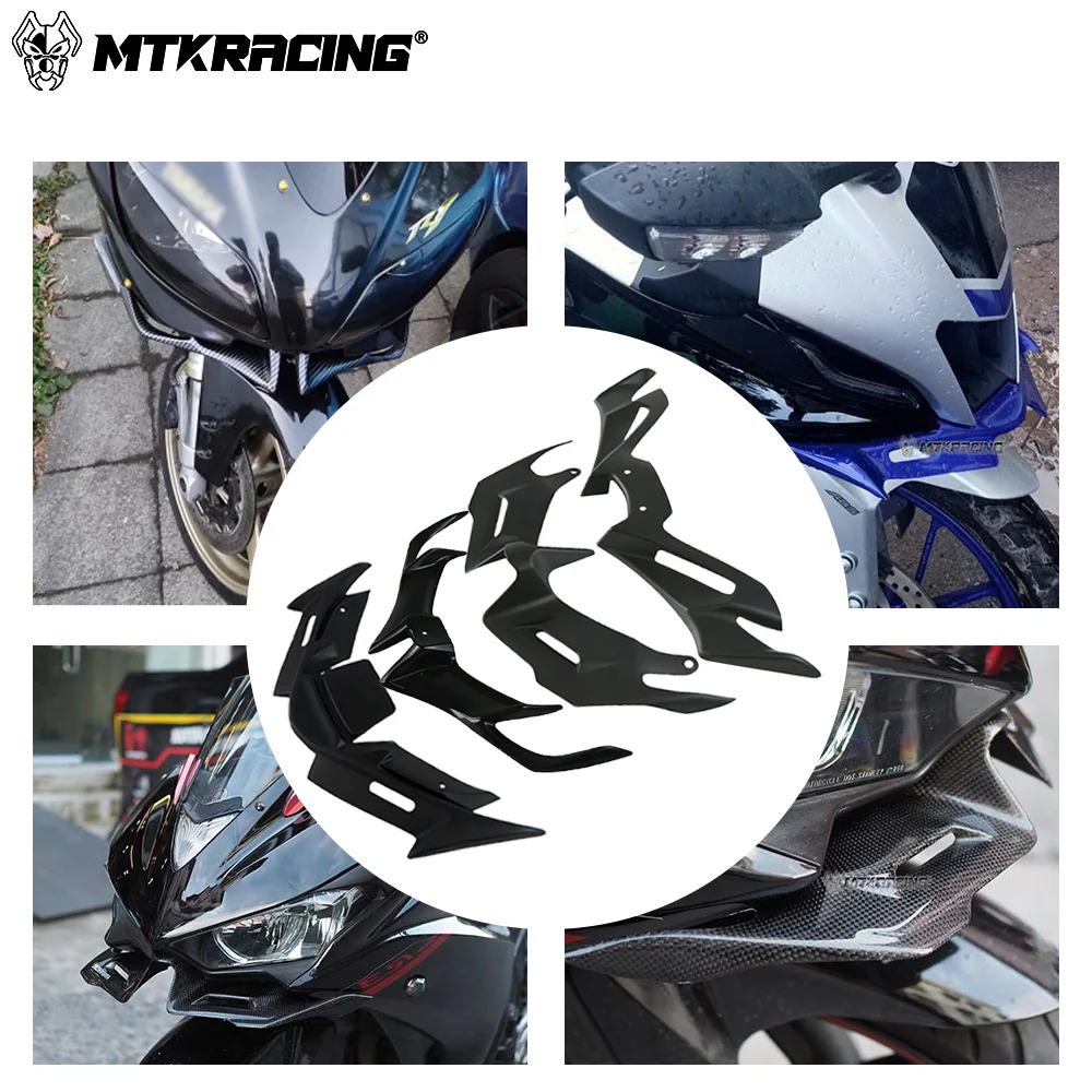 MTKRACING For YAMAHA R15 V3 V4 R3 2017-2025 Motorcycle Front Fairing Winglets Aerodynamic Protection Guard Cover