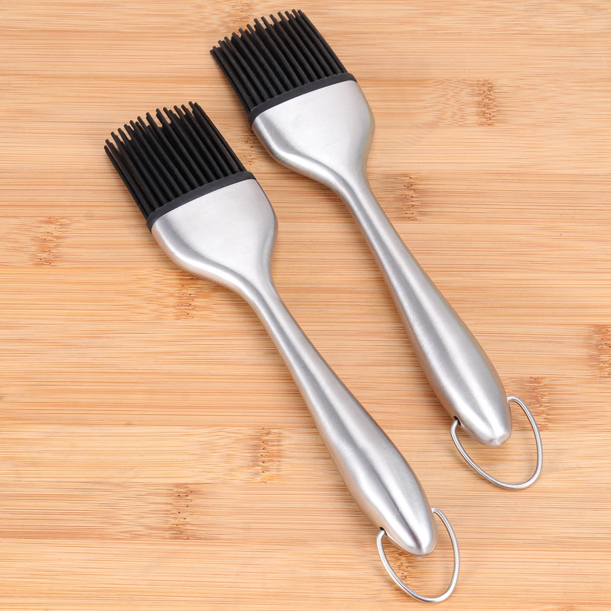 

2pcs Silicone Brush With Heat Resistant Handle Bbq Basting Oil Brush For Grilling Roasting Baking Meat Cake Tools