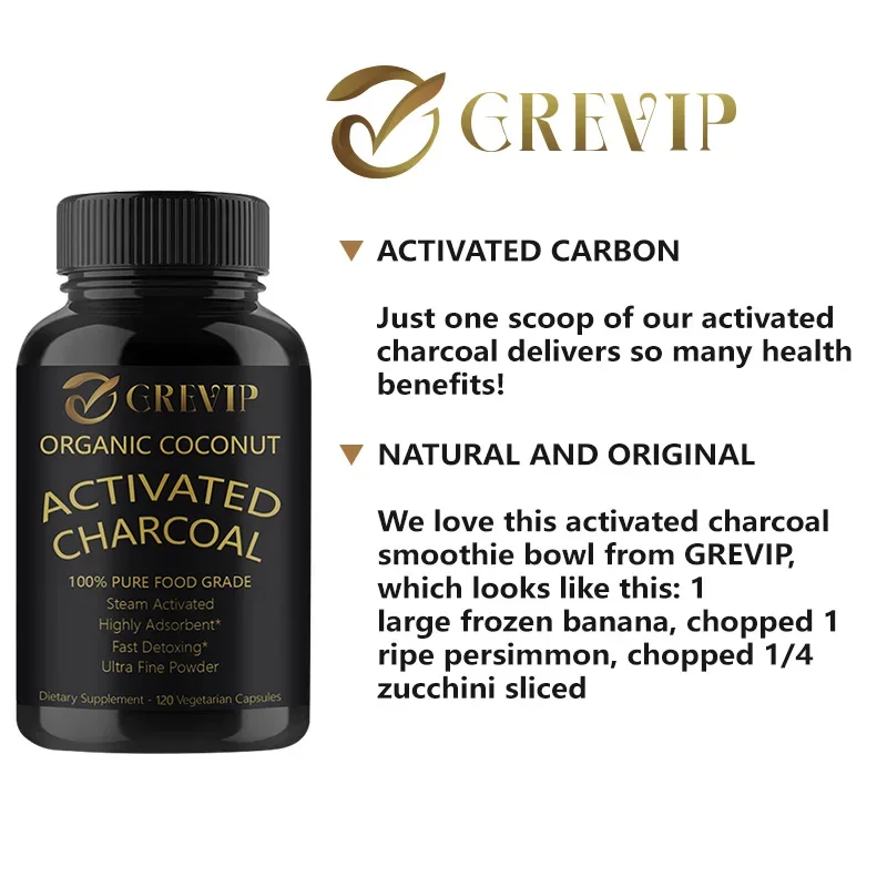 Activated Coconut Charcoal - Helps Relieve Gas & Bloating, Detox & Bowel, Digestive Supplement