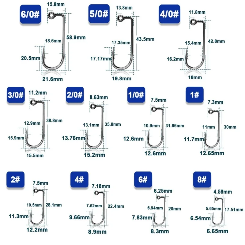 20/50/100Pcs 90 Degree Jig Hook Fishing Aberdeen Long Shank Jig Mode Hook Round Bend Hook for Crappie Saltwater Fishing Tackle
